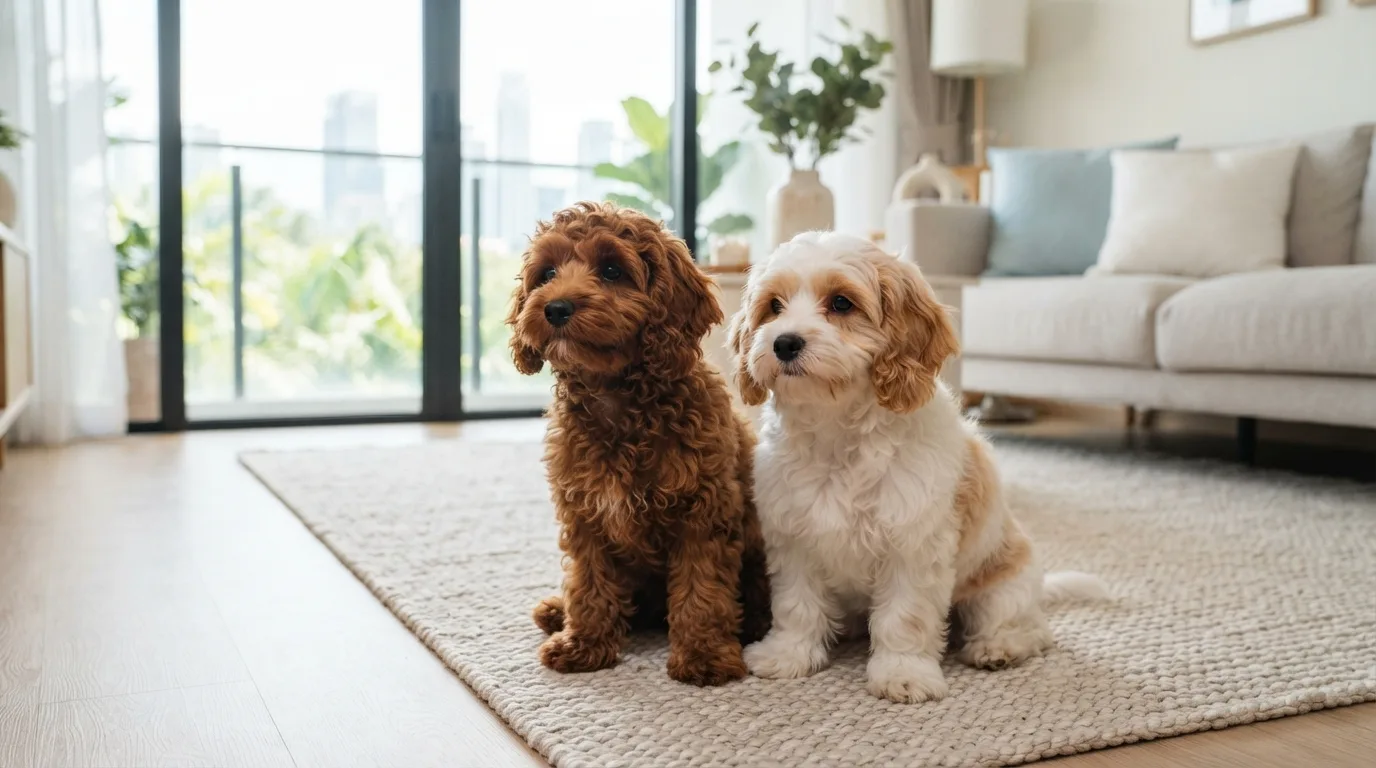 Cavapoo next to a Cavachon