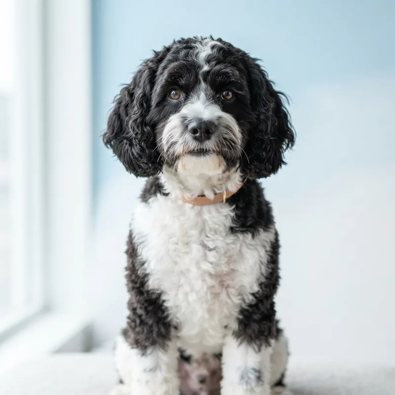 Black & white Cavapoo coat