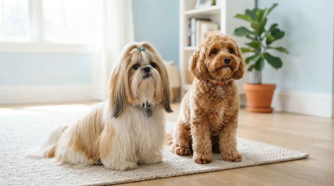 Shih Tzu beside a Cavapoo